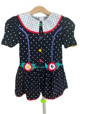 Baby Togs 1980s Navy Velour Dress Girls 6 Retro Kidcore